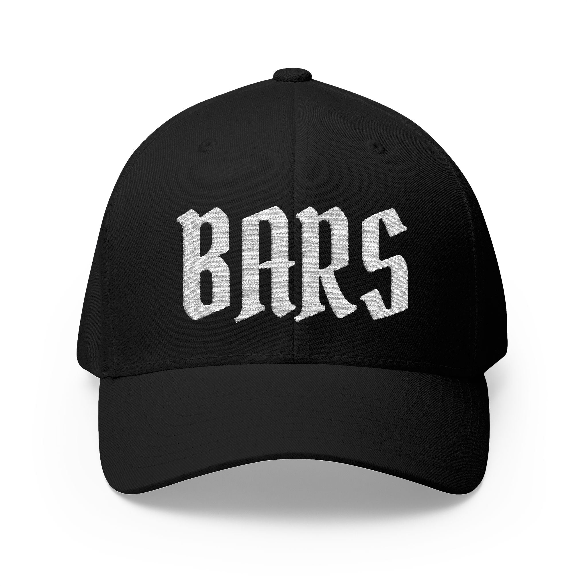 Black cap with 'BARS' text on a white background